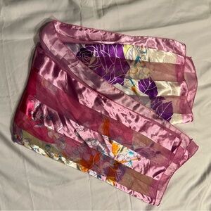 Elegant Pink Floral Silk Scarf